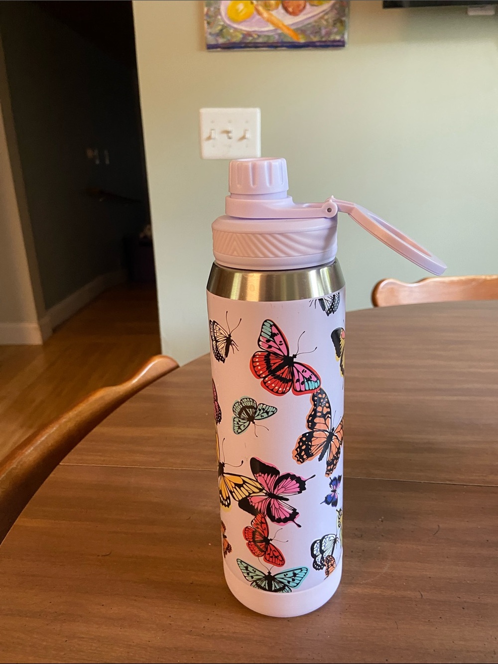 Pink Butterfly Insulated Stainless Water Bottle/Thermos